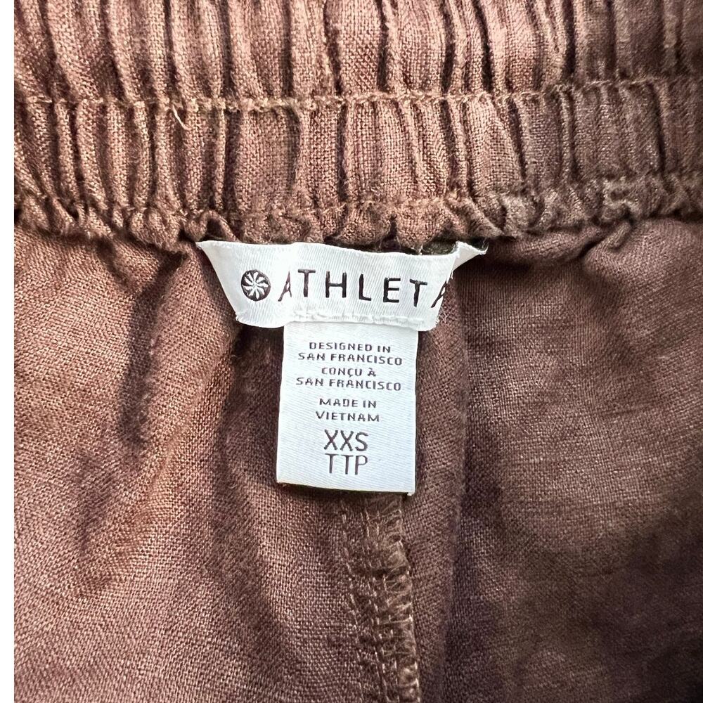 Athleta Retreat Wide Leg Linen Hi-Rise Pull On Pants Chocolate Brown Sz. XXS - Picture 6 of 7